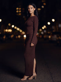 ANISE RIBBED MAXI SKIRT SET Espresso side