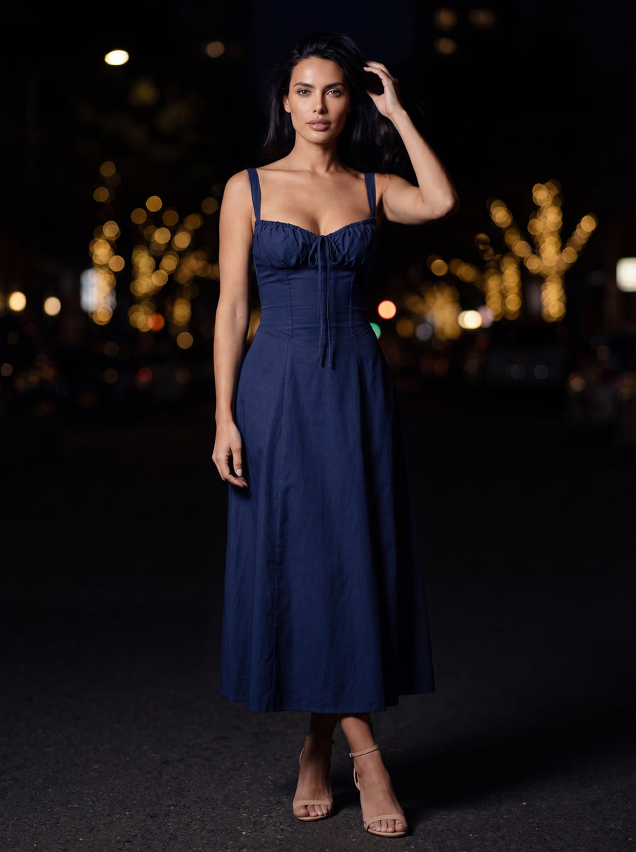 CAROLINE MAXI DRESS Navy Blue front