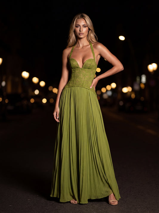 AURORA MAXI DRESS Green front