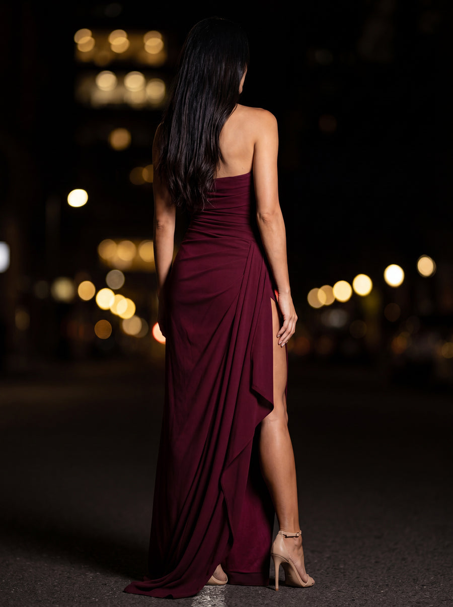 ELISA MAXI DRESS Burgundy back