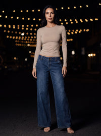 ANGEL STRIPED LOW RISE JEANS Blue side