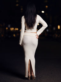 ANISE RIBBED MAXI SKIRT SET Ivory back