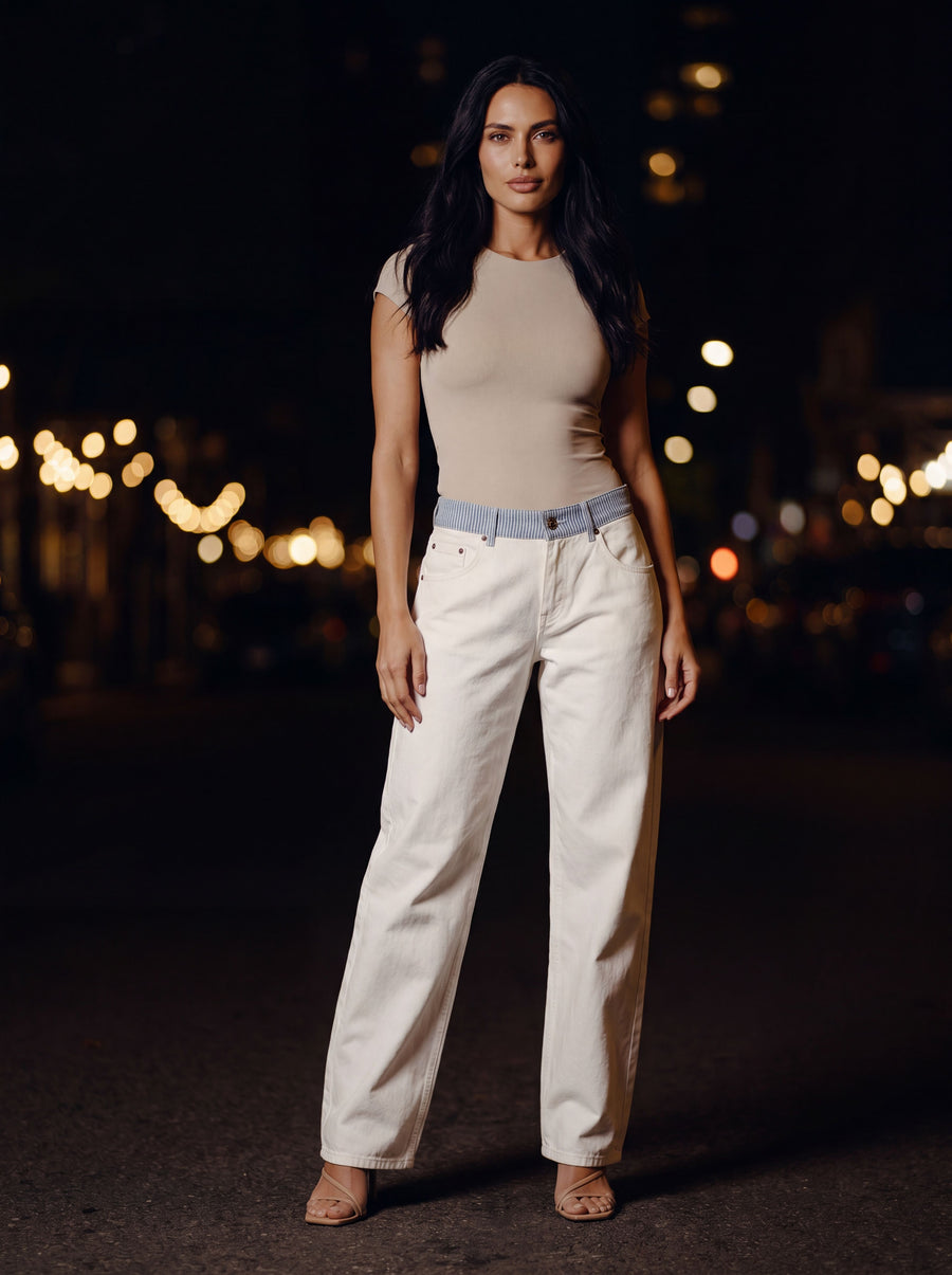 MILLY STRIPED RELAXED JEANS White side