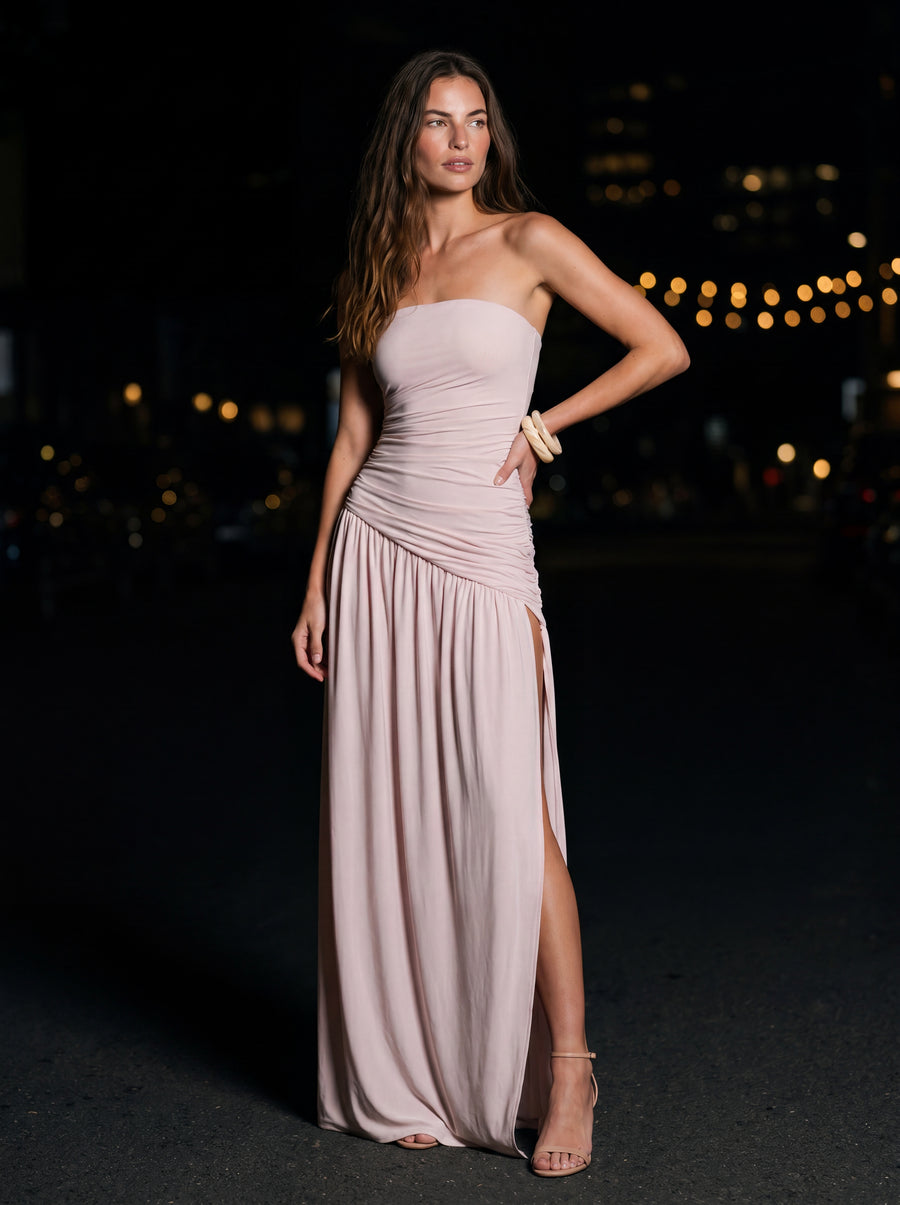 MAROON MAXI DRESS Pale Pink back
