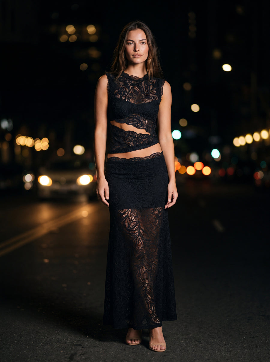 LUNA LACE MAXI SET Black side