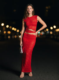 LUNA LACE MAXI SET Red side