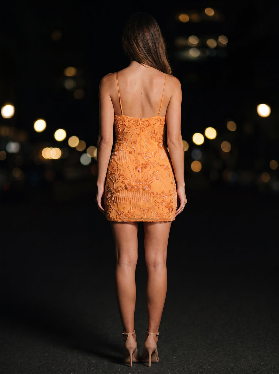 ROMI MINI DRESS Orange back
