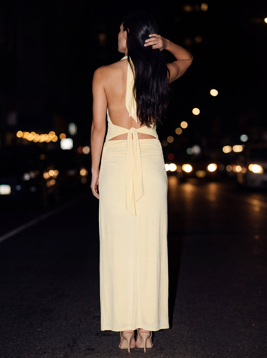 MEGAN MAXI DRESS Butter Popcorn back