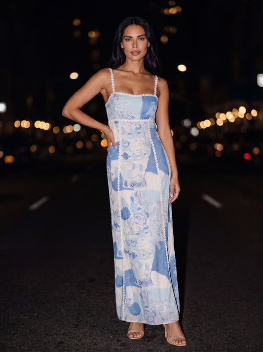 MONA MAXI DRESS Mediterranean Blue front