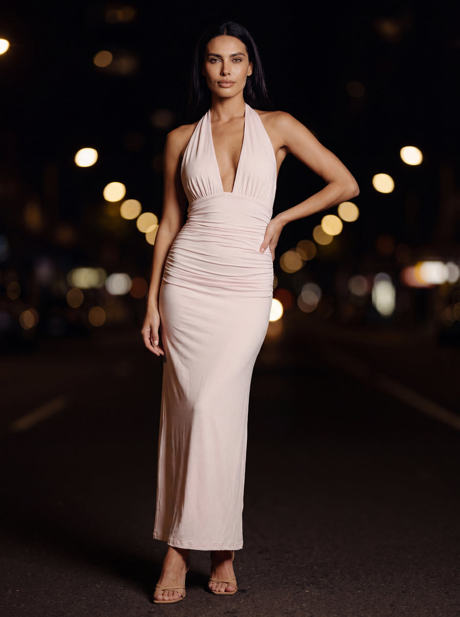 MEGAN MAXI DRESS Heavenly Pink front