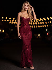 LYDIA MAXI DRESS Burgundy side