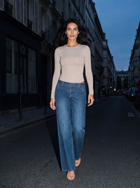 ANGEL STRIPED LOW RISE JEANS Blue lifestyle 1
