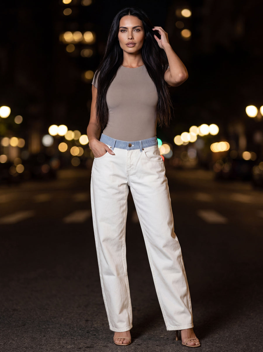 MILLY STRIPED RELAXED JEANS White back