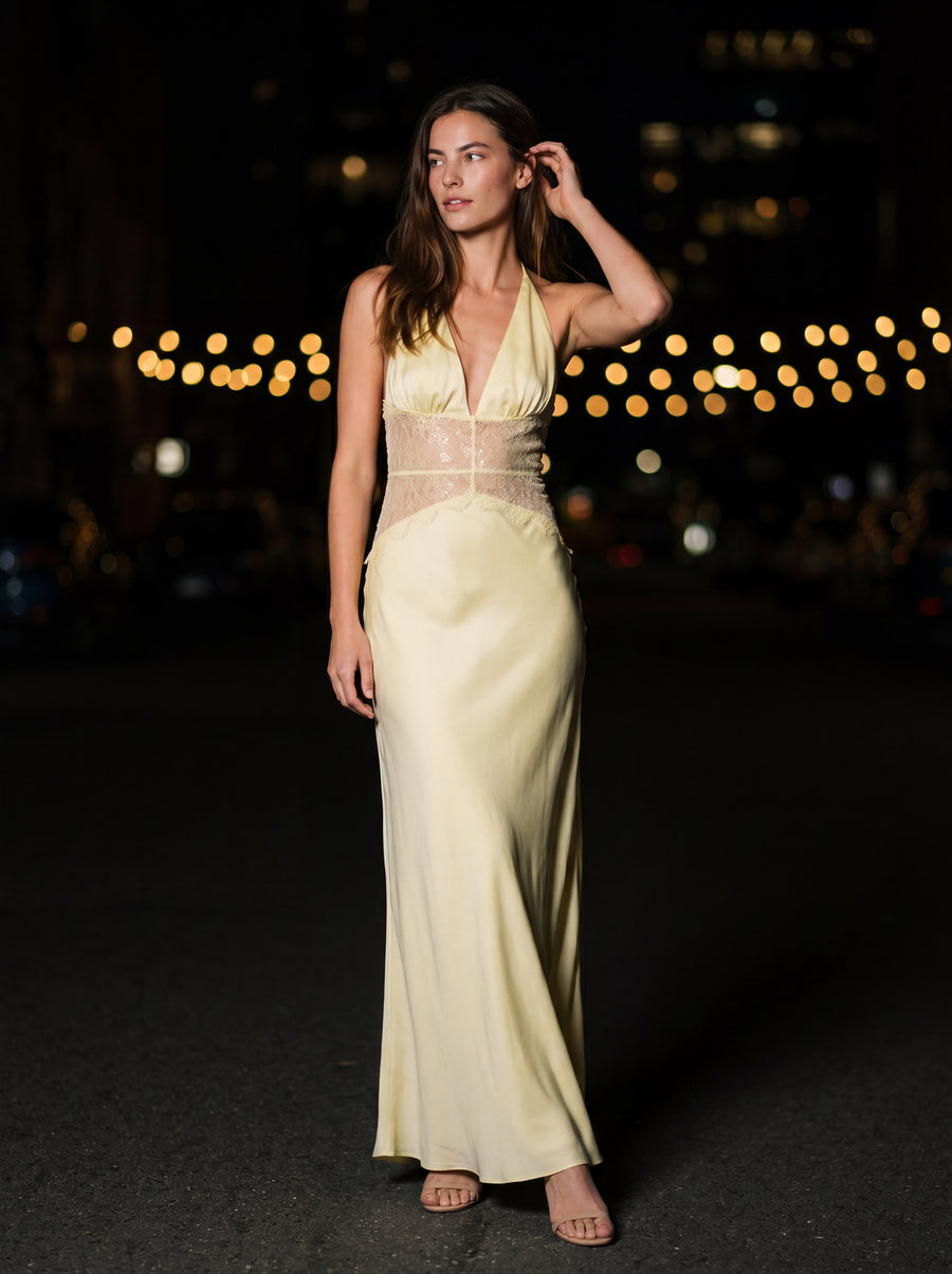 DINAH MAXI DRESS Lemon front