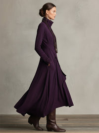 Natalia – Asymmetric Maxi Knit Dress with Turtleneck