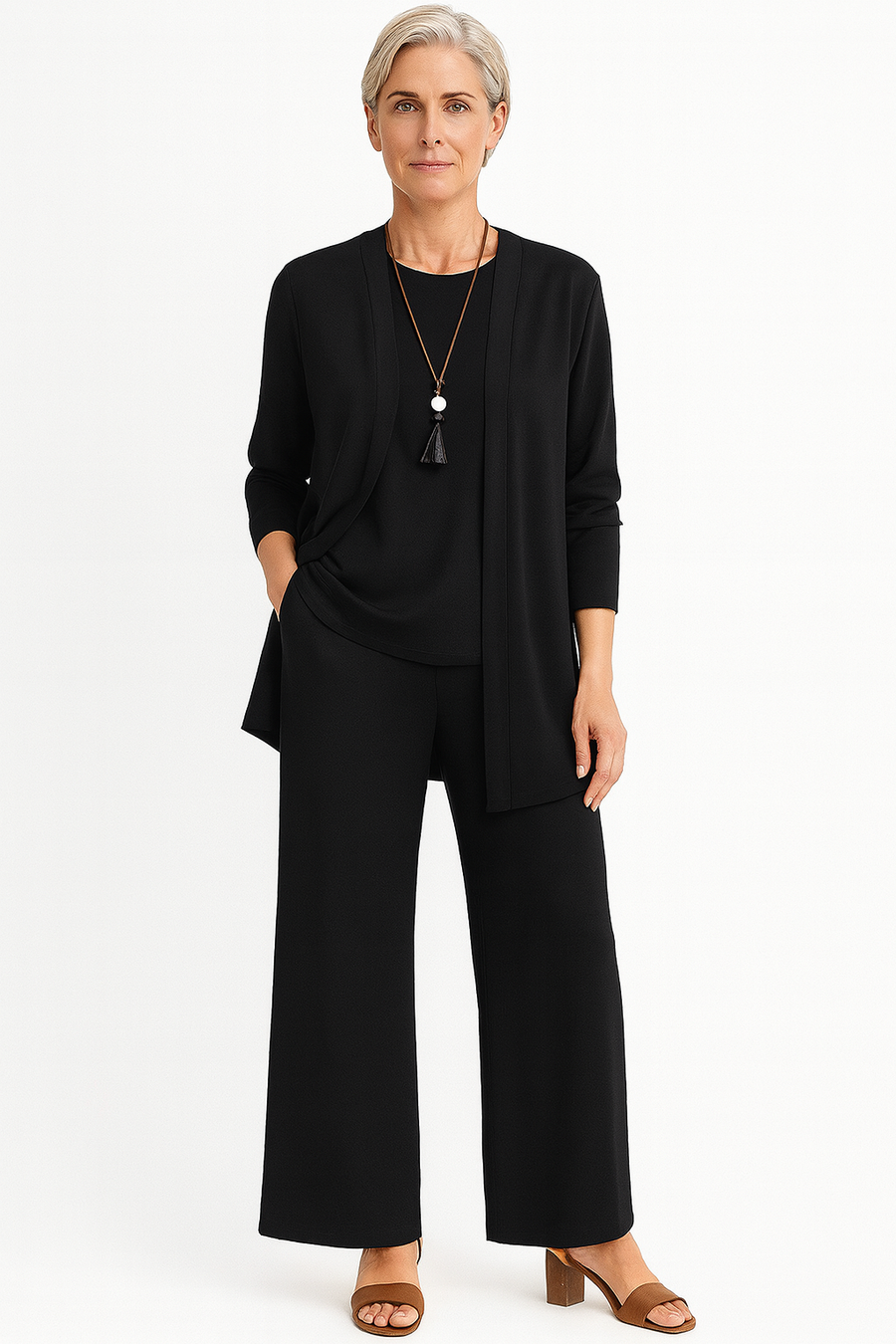 Valencia | Women's Open Front Cardigan Tank Wide Leg Set