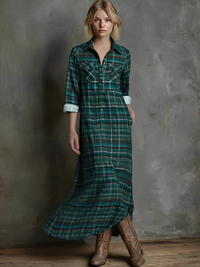 Valencia | Women's Plaid Long Sleeve Shirt Dress
