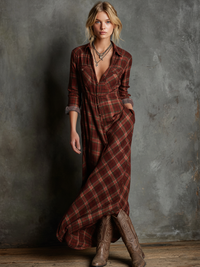 Valencia | Women's Plaid Long Sleeve Shirt Dress