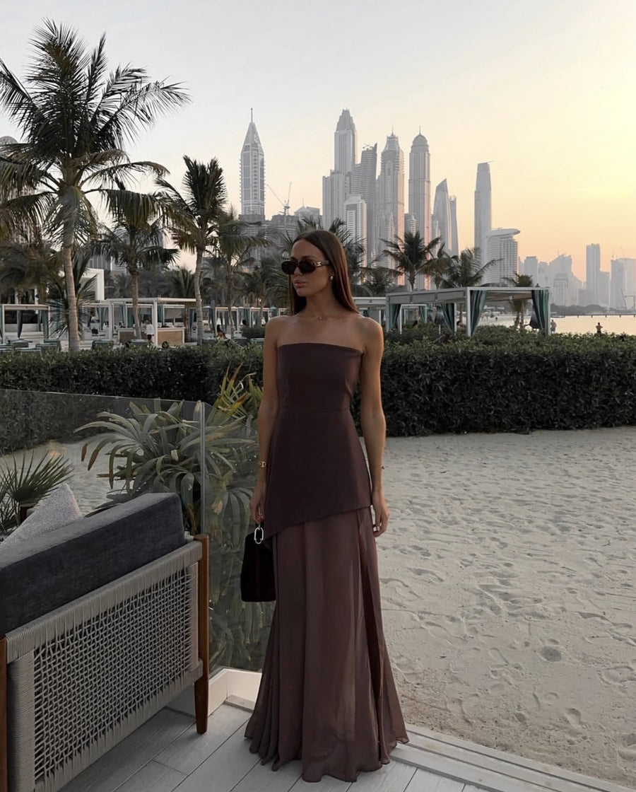 Valentina | Women's Strapless Asymmetric Maxi Dress
