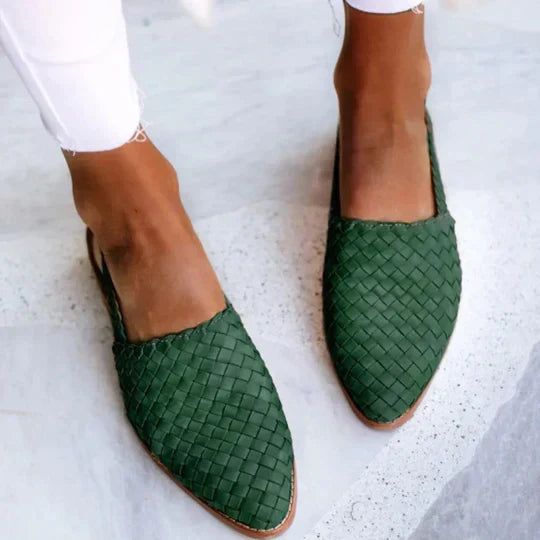 Lyn | Artisan Crafted Flat Sandals Green