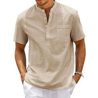 Vasco | Men's Short Sleeve Henley Band Collar Shirt