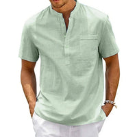 Vasco | Men's Short Sleeve Henley Band Collar Shirt