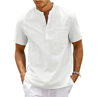 Vasco | Men's Short Sleeve Henley Band Collar Shirt