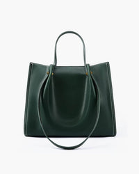 Charlotte | Vegan Leather Minimalist Contrast-Stitch Tote Bag Green
