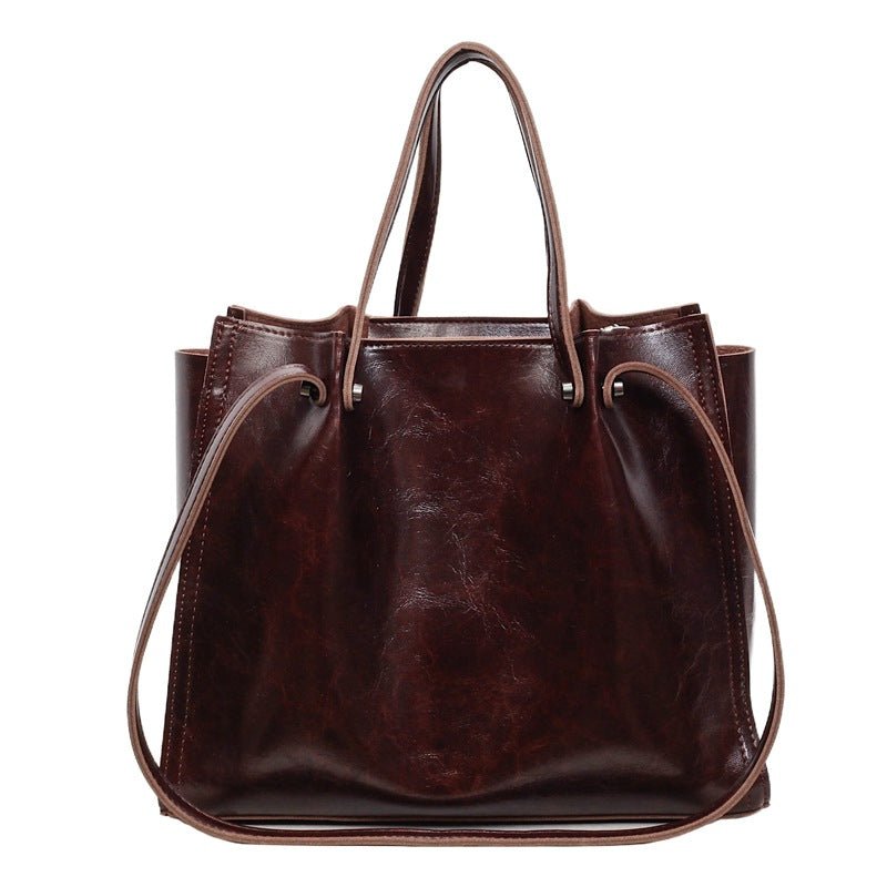 Charlotte | Vegan Leather Minimalist Contrast-Stitch Tote Bag Maroon