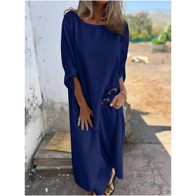 Veridiana | Women's Long Sleeve Round Neck Maxi Dress