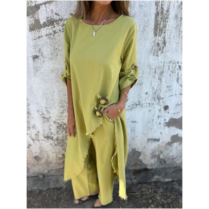 Veridiana | Women's Long Sleeve Round Neck Maxi Dress