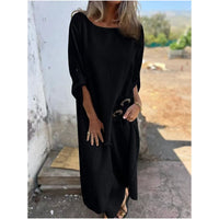 Veridiana | Women's Long Sleeve Round Neck Maxi Dress