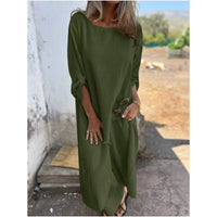 Veridiana | Women's Long Sleeve Round Neck Maxi Dress