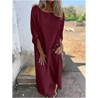 Veridiana | Women's Long Sleeve Round Neck Maxi Dress