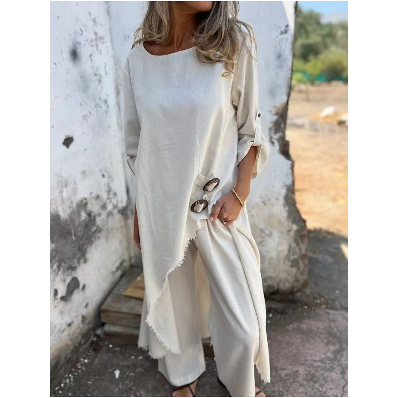 Veridiana | Women's Long Sleeve Round Neck Maxi Dress