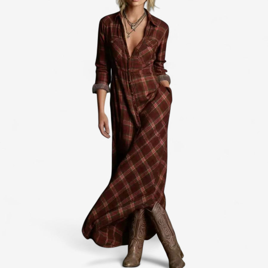 Verity | Women's Plaid Maxi Shirt Dress