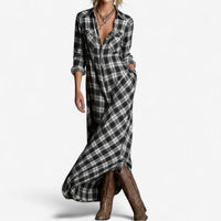 Verity | Women's Plaid Maxi Shirt Dress