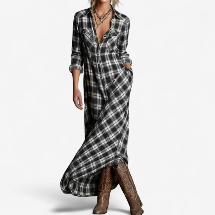 Verity | Women's Plaid Maxi Shirt Dress