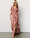 Veronica Velvet Maxi Dress Rust