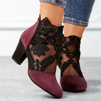 Vesper | Women's Floral Lace Block Heel Ankle Boot