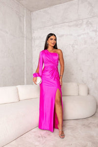 Vespera | Women's One Shoulder Maxi Evening Dress