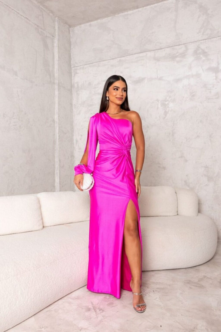 Vespera | Women's One Shoulder Maxi Evening Dress