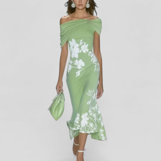 Vesperine | Women's Floral Off-Shoulder Midi Dress