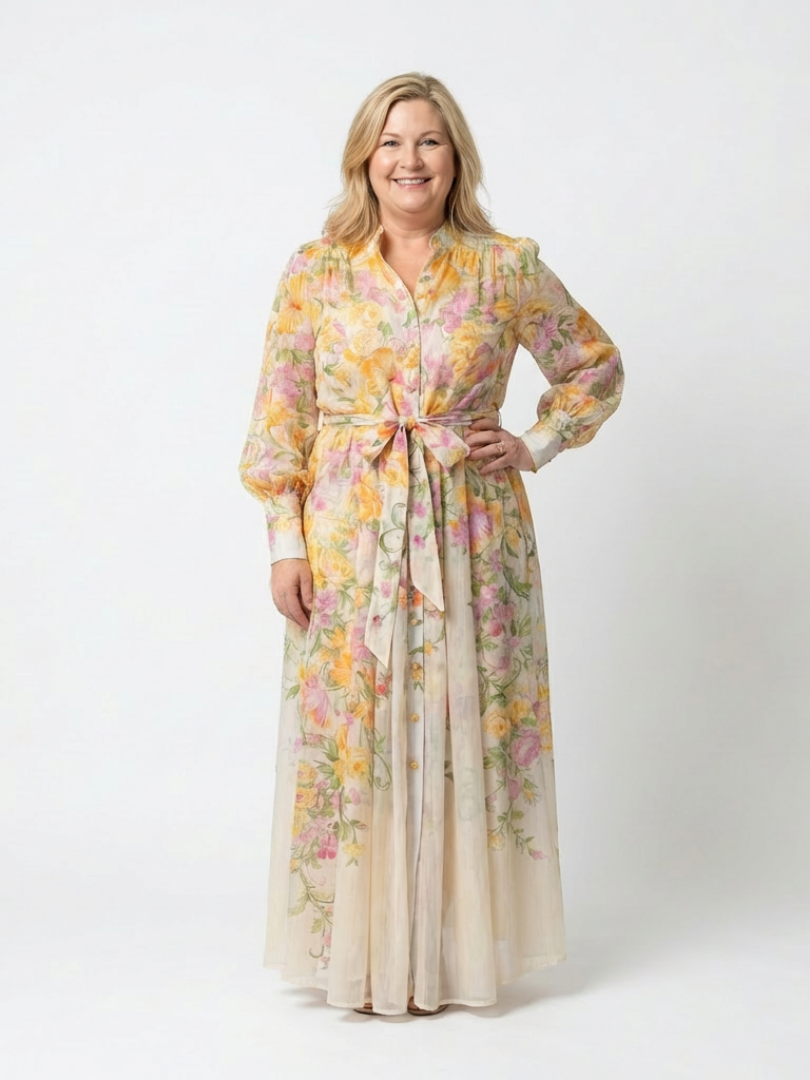 Nancy – Floral Sheer Long Sleeve Maxi Dress