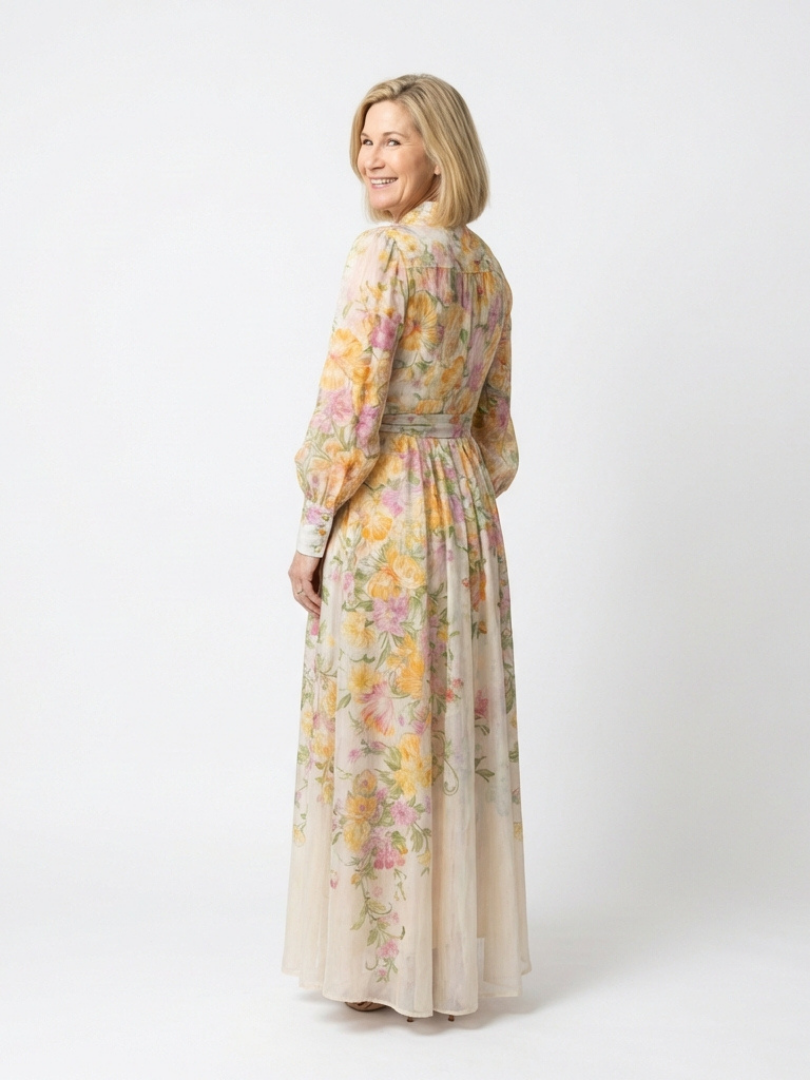 Nancy – Floral Sheer Long Sleeve Maxi Dress