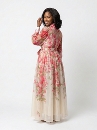 Nancy – Floral Sheer Long Sleeve Maxi Dress