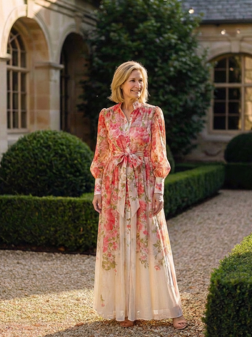 Nancy – Floral Sheer Long Sleeve Maxi Dress