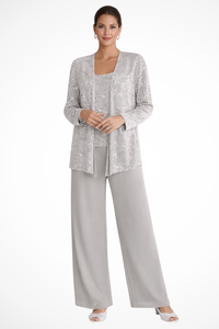 Vivette | Women's Sequin 3 Piece Wide Leg Pant Set