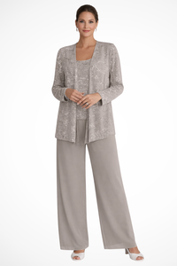 Vivette | Women's Sequin 3 Piece Wide Leg Pant Set