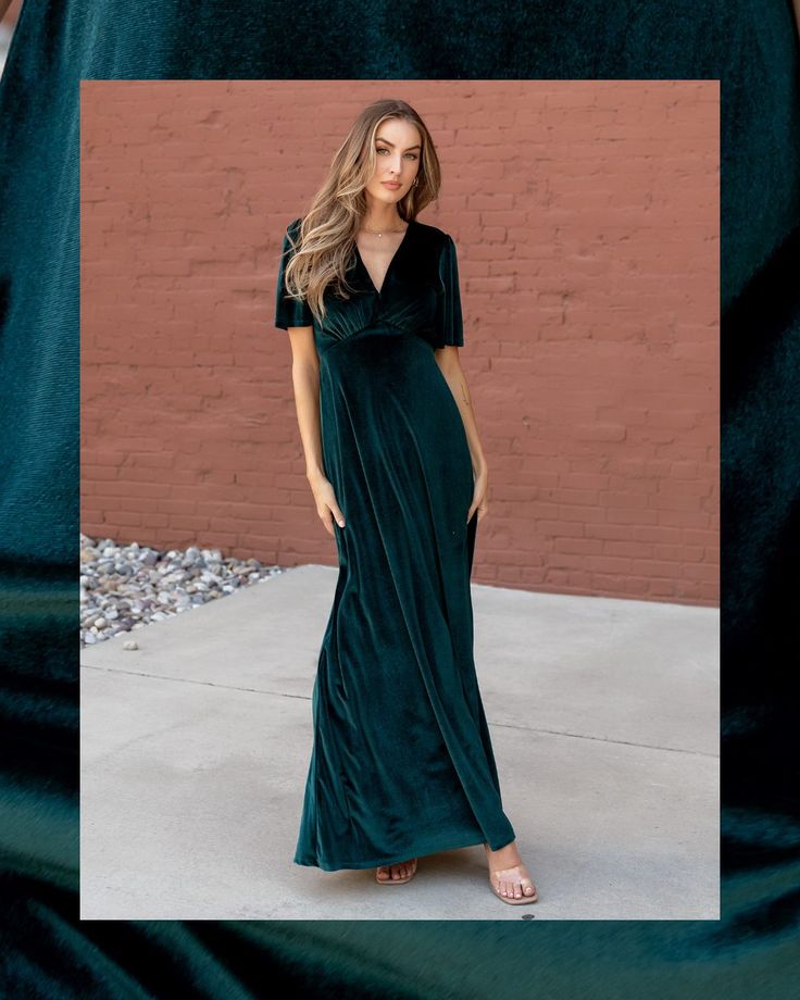 Vivian Velvet Maxi Dress Emerald